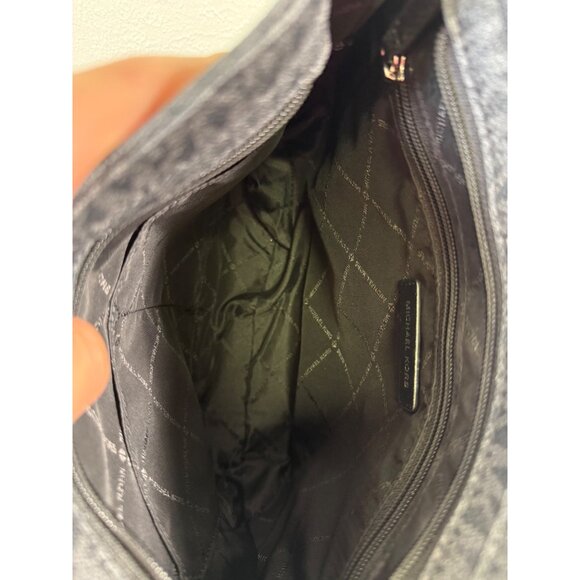 Michael Kors Jet Set Travel Large Messenger Bag Logo-Print Canvas Black/Silver - Picture 10 of 16